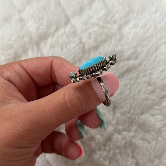 Sterling Silver Turquoise Ring (Adjustable) - Picture 2 of 2